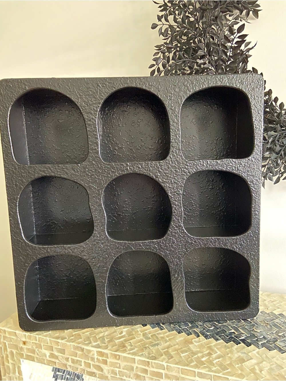 9 Shelf Wood Geometric Floating Shelf